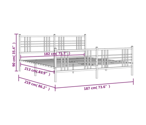 Estructura cama sin colchón con estribo metal negro 183x213 cm