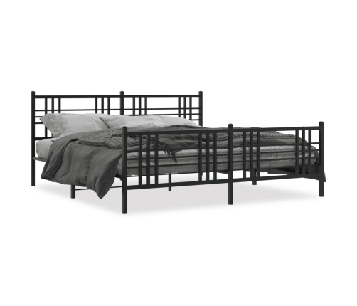Estructura cama sin colchón con estribo metal negro 183x213 cm