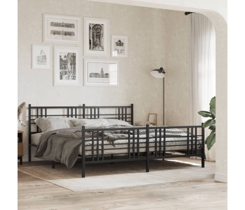 Estructura cama sin colchón con estribo metal negro 193x203 cm