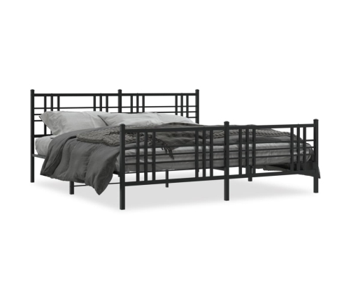 Estructura cama sin colchón con estribo metal negro 193x203 cm