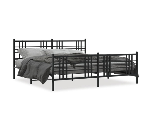 Estructura cama sin colchón con estribo metal negro 200x200 cm