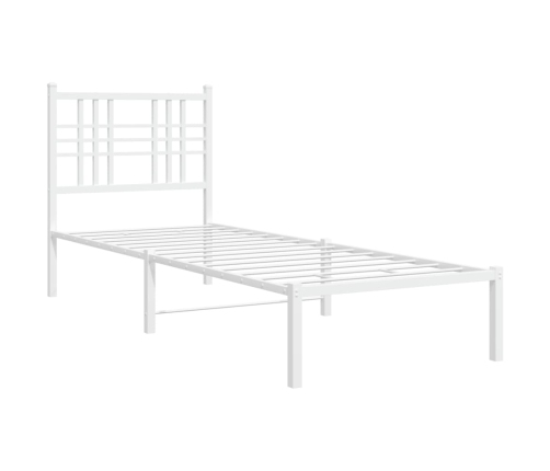 Estructura cama sin colchón con cabecero metal blanco 75x190 cm