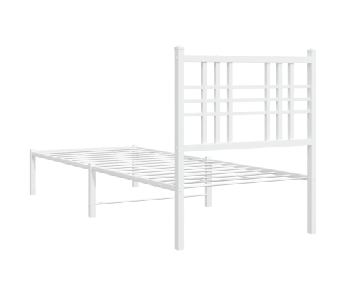 Estructura cama sin colchón con cabecero metal blanco 75x190 cm