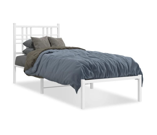 Estructura cama sin colchón con cabecero metal blanco 75x190 cm