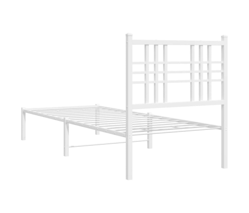 Estructura cama sin colchón con cabecero metal blanco 80x200 cm