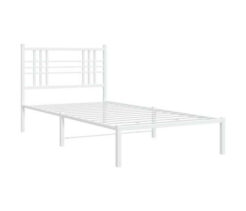 Estructura cama sin colchón con cabecero metal blanco 90x190 cm