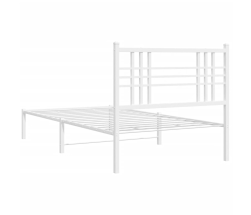 Estructura cama sin colchón con cabecero metal blanco 90x190 cm