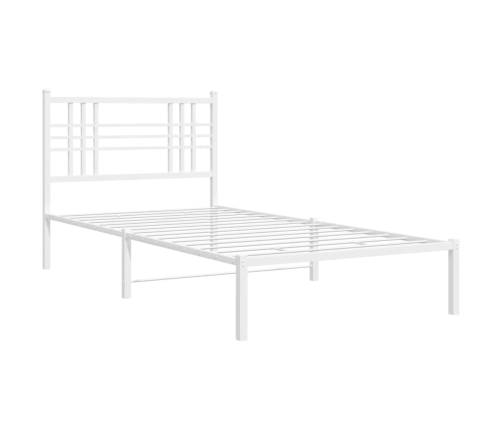 Estructura cama sin colchón con cabecero metal blanco 90x200 cm