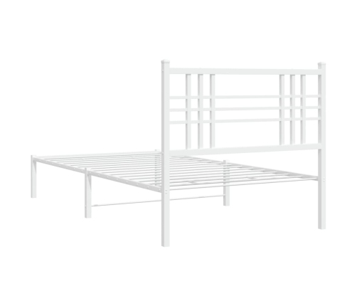 Estructura cama sin colchón con cabecero metal blanco 90x200 cm