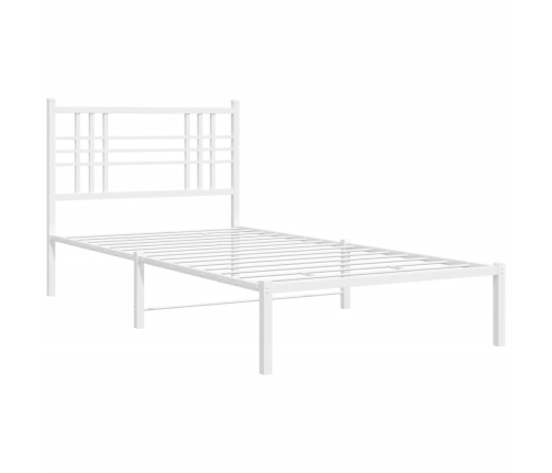 Estructura cama sin colchón con cabecero metal blanco 100x190cm