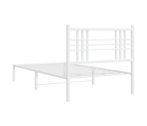 Estructura cama sin colchón con cabecero metal blanco 100x190cm