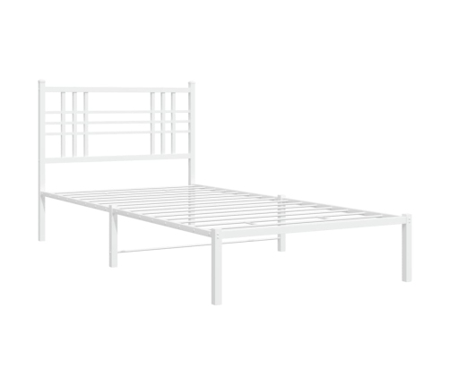 Estructura cama sin colchón con cabecero metal blanco 100x200cm