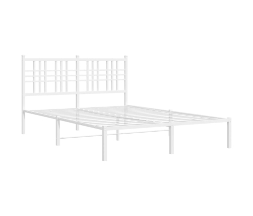 Estructura cama sin colchón con cabecero metal blanco 120x190cm