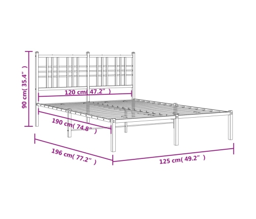 Estructura cama sin colchón con cabecero metal blanco 120x190cm