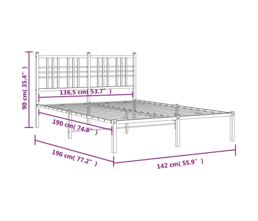 Estructura cama sin colchón con cabecero metal blanco 135x190cm