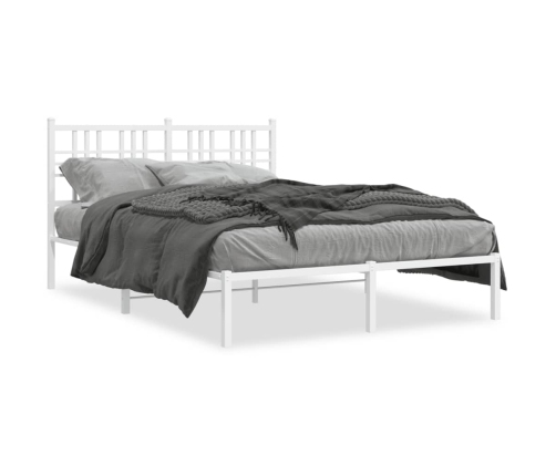 Estructura cama sin colchón con cabecero metal blanco 140x190cm