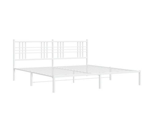 Estructura cama sin colchón con cabecero metal blanco 193x203cm