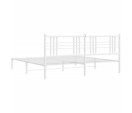 Estructura cama sin colchón con cabecero metal blanco 193x203cm