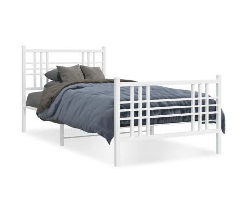 Estructura cama sin colchón con estribo metal blanco 100x190 cm