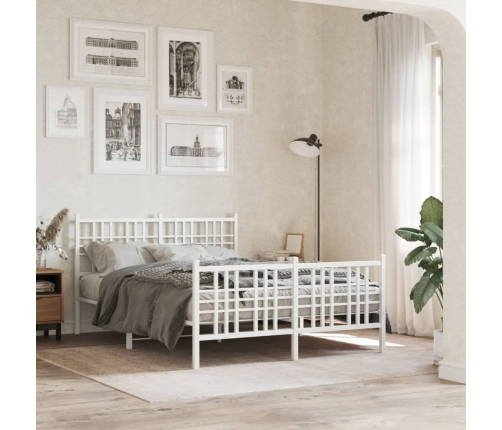 Estructura cama sin colchón con estribo metal blanco 140x190 cm