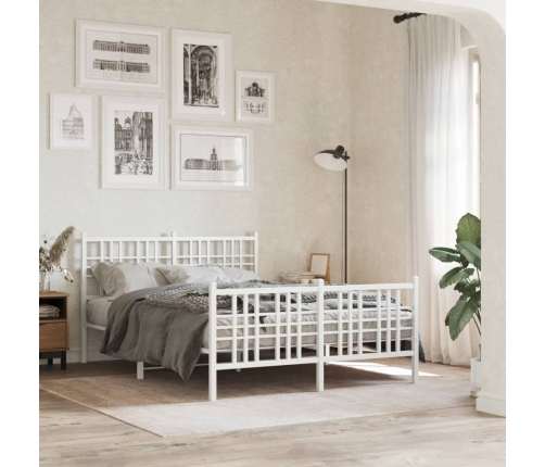 Estructura cama sin colchón con estribo metal blanco 140x200 cm