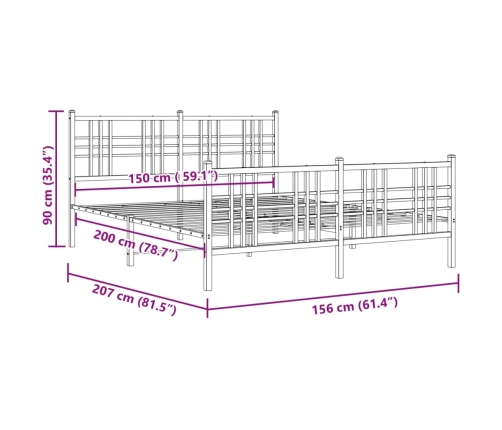 Estructura cama sin colchón con estribo metal blanco 150x200 cm