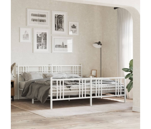 Estructura cama sin colchón con estribo metal blanco 193x203 cm