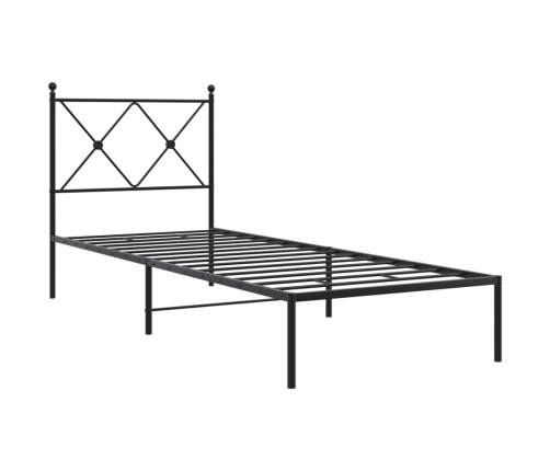 Estructura cama sin colchón con cabecero metal negro 75x190 cm