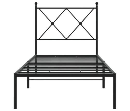 Estructura cama sin colchón con cabecero metal negro 75x190 cm