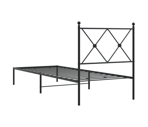 Estructura cama sin colchón con cabecero metal negro 75x190 cm