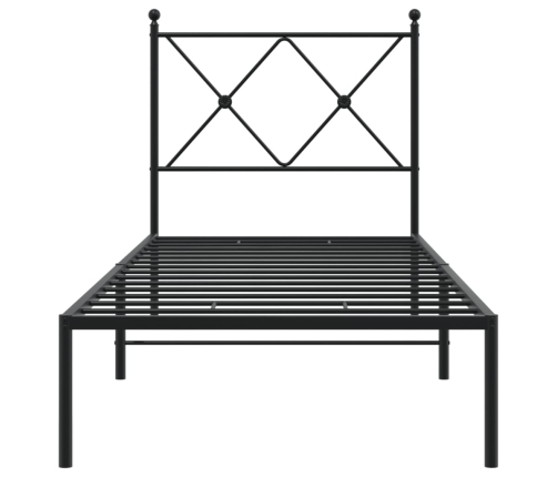 Estructura cama sin colchón con cabecero metal negro 80x200 cm