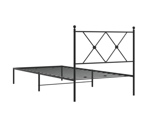 Estructura cama sin colchón con cabecero metal negro 90x190 cm