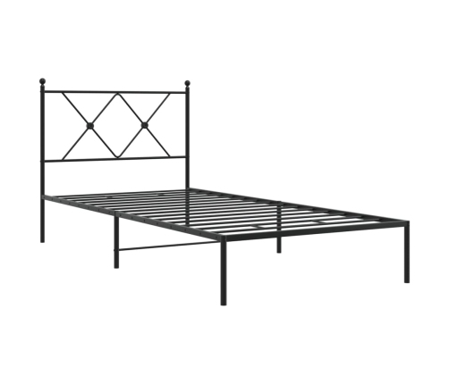 Estructura cama sin colchón con cabecero metal negro 90x200 cm