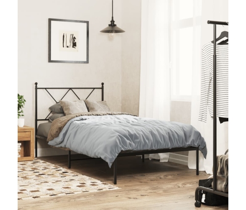 Estructura cama sin colchón con cabecero metal negro 90x200 cm
