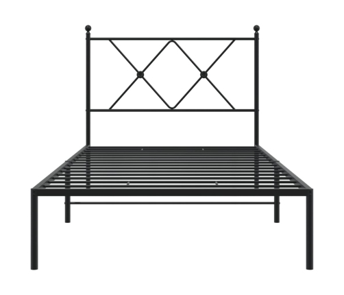 Estructura cama sin colchón con cabecero metal negro 90x200 cm