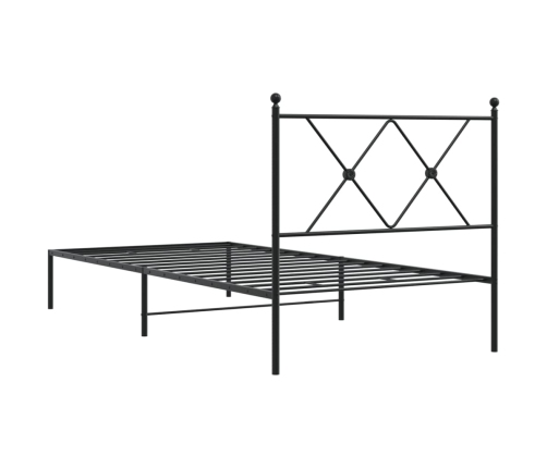 Estructura cama sin colchón con cabecero metal negro 90x200 cm