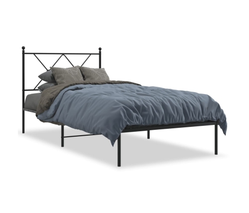 Estructura cama sin colchón con cabecero metal negro 90x200 cm