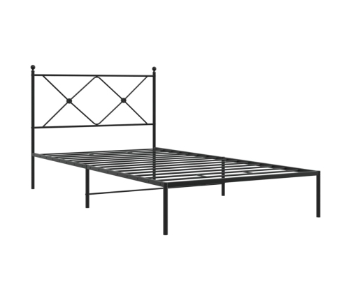 Estructura cama sin colchón con cabecero metal negro 100x190 cm