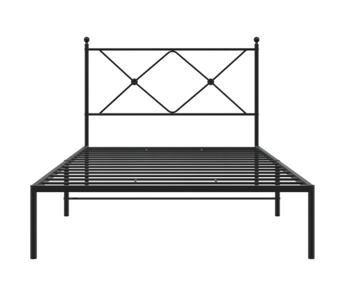 Estructura cama sin colchón con cabecero metal negro 100x190 cm