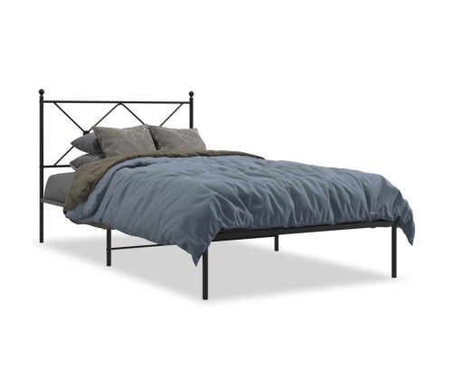 Estructura cama sin colchón con cabecero metal negro 100x190 cm