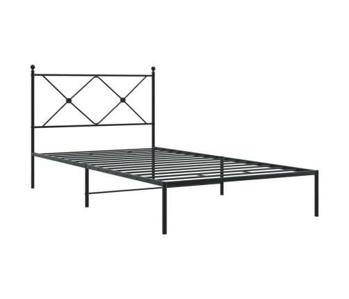 Estructura cama sin colchón con cabecero metal negro 100x200 cm