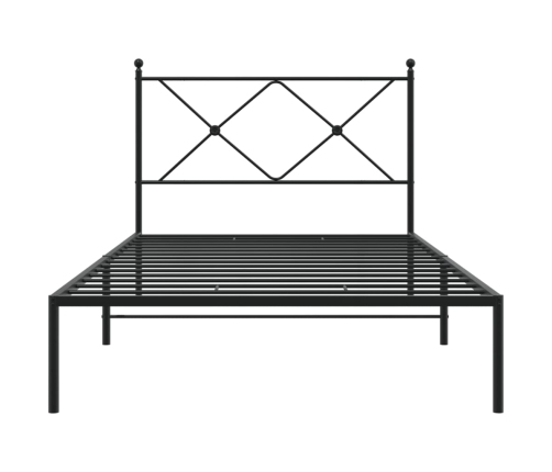 Estructura cama sin colchón con cabecero metal negro 100x200 cm