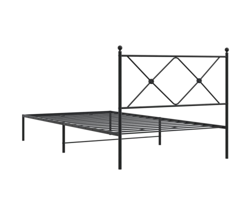 Estructura cama sin colchón con cabecero metal negro 100x200 cm