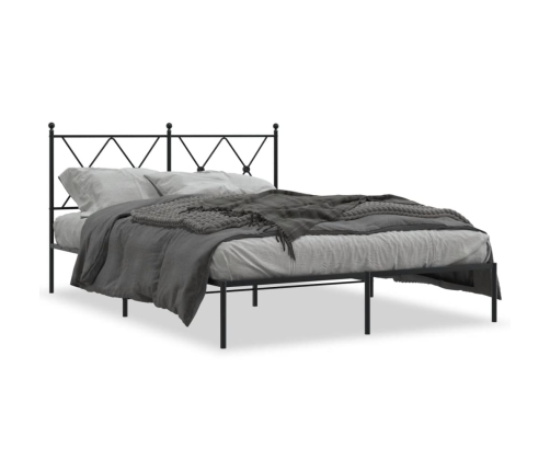 Estructura cama sin colchón con cabecero metal negro 135x190 cm