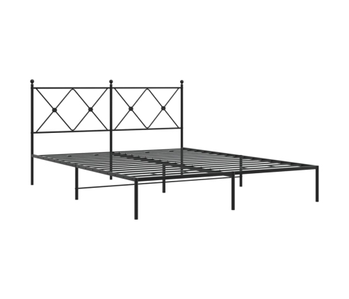 Estructura cama sin colchón con cabecero metal negro 150x200 cm