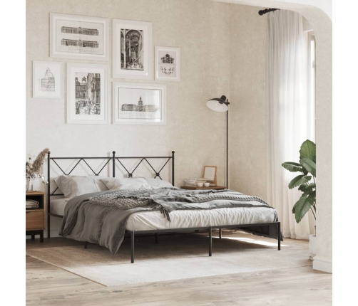 Estructura cama sin colchón con cabecero metal negro 160x200 cm