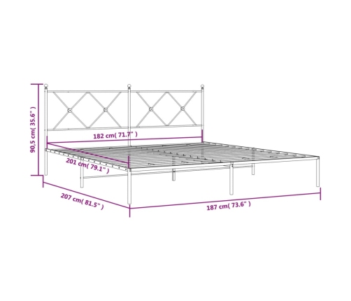 Estructura cama sin colchón con cabecero metal negro 180x200 cm
