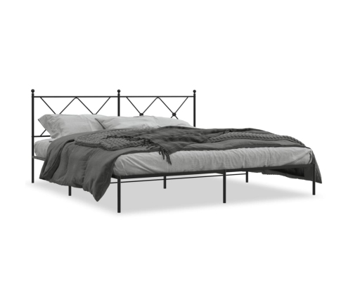 Estructura cama sin colchón con cabecero metal negro 180x200 cm