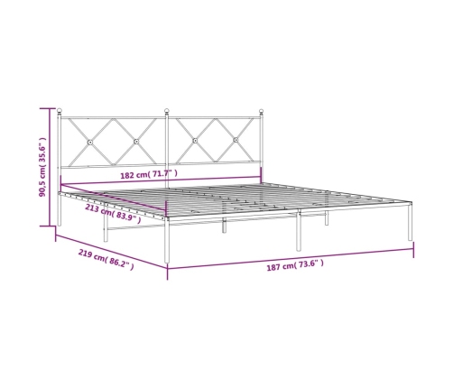 Estructura cama sin colchón con cabecero metal negro 183x213 cm
