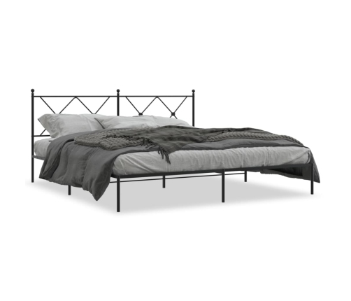 Estructura cama sin colchón con cabecero metal negro 183x213 cm